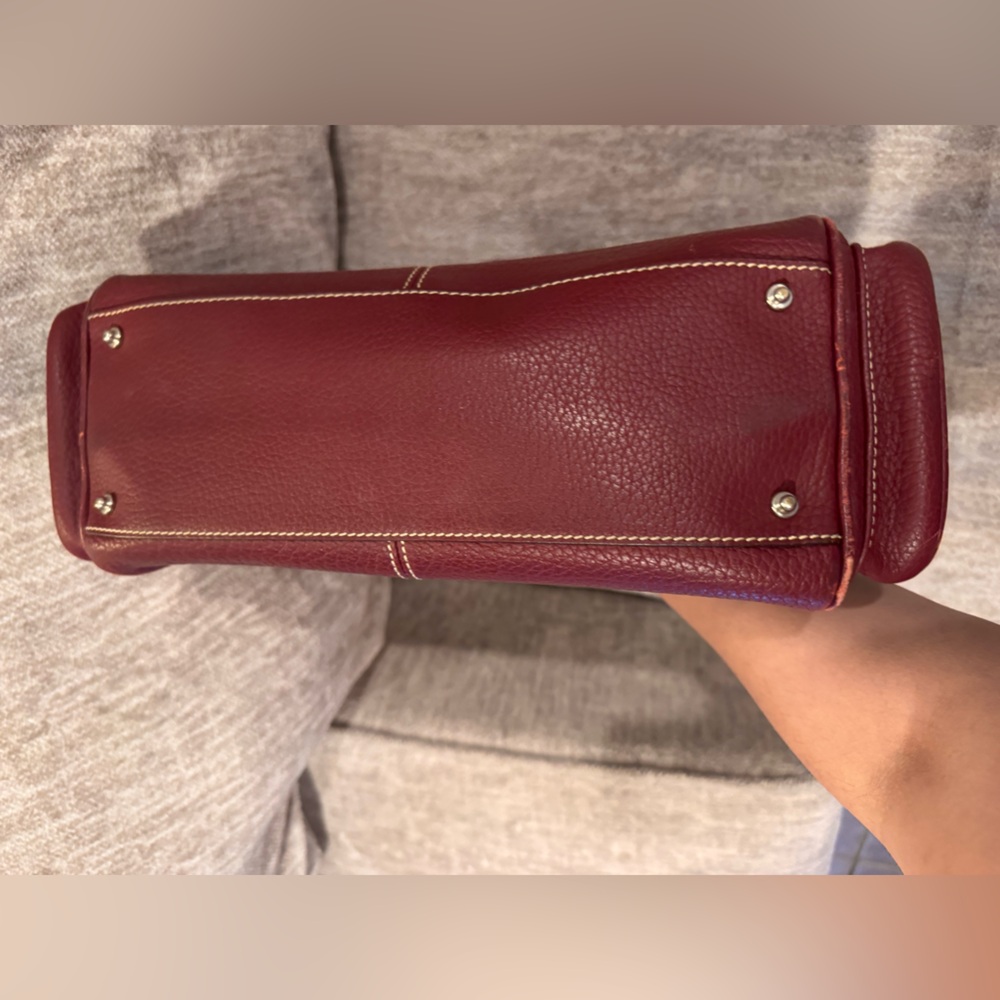 Dooney & Bourke Wine Pebbled Leather Pocket Satchel Shoulder Bag - Picture 6 of 9